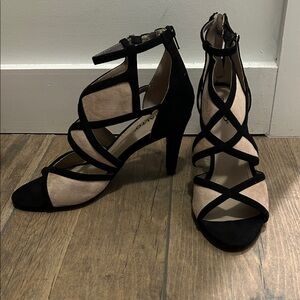 Rialto Black and Cream Strappy Heels